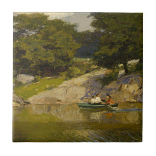 Boot auf einem See im Central Park (E.H. Potthast) Fliese