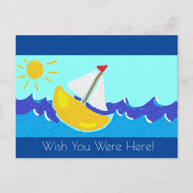 Boot auf einer Welle Postkarte (Vorderseite)