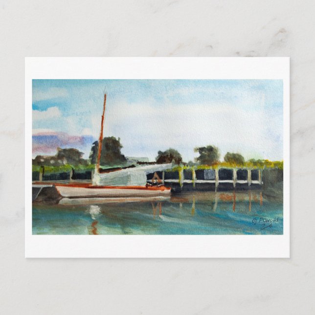 Boot auf Norfolk Broads Postkarte (Vorderseite)