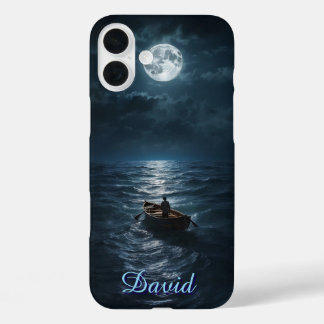 Boot auf See Monlit Nachtschwärmer Friedliche Ozea iPhone 16 Plus Hülle