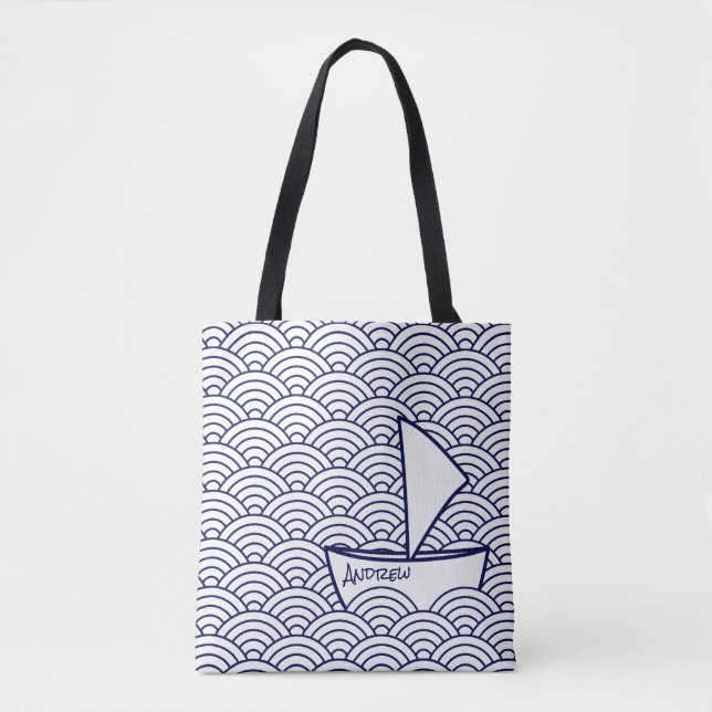 Boot auf Waves Tote Bag Tasche (Vorderseite)