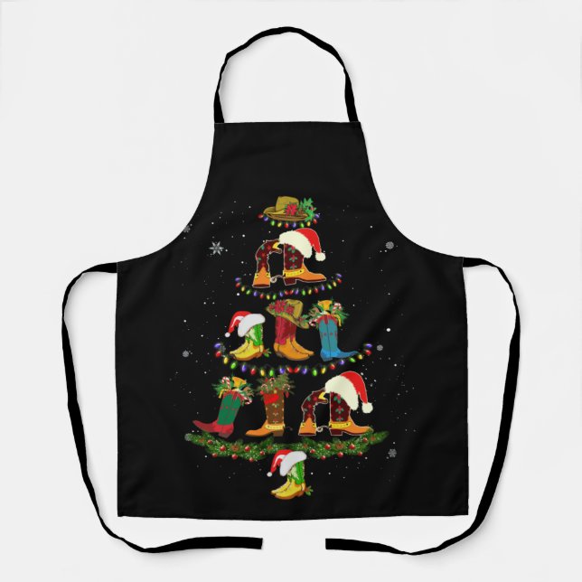 Boot Christmas Tree Line Tanz Funny Dancing Boots Schürze (Vorderseite)