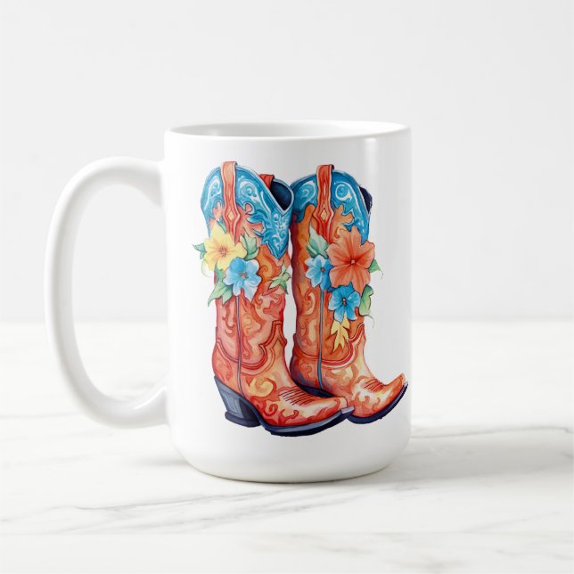 Boot Floral Design 15 oz Klassische Tasse (Links)