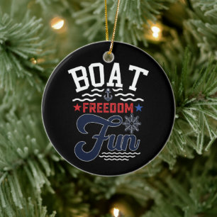 Boot Freiheit Spaß 4. Juli Boater  Keramik Ornament