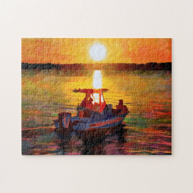 Boot in ein Hilton Head Sunset Jigsaw Puzzle (Horizontal)