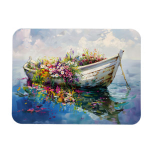 Boot mit farbenfrohen Wildblumen flexibel Magnet
