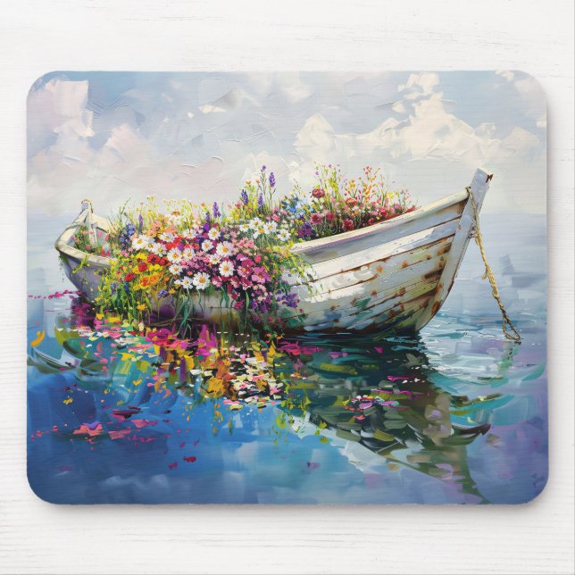 Boot mit farbenfrohen Wildblumen Mousepad (Vorne)