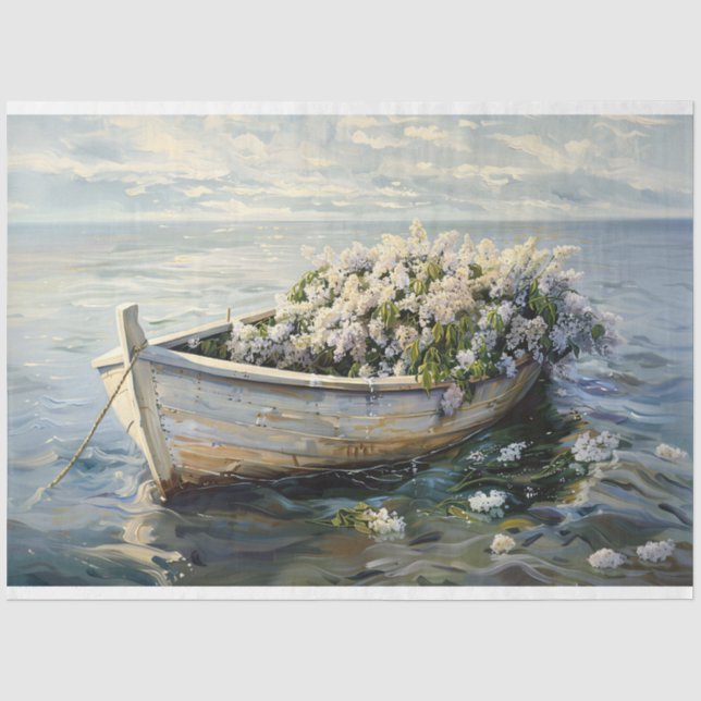 Boot mit Pale Lilac Blume Decoupage Seidenpapier (Vorderseite)