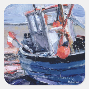 Boot mit Red Buoy Quadratischer Aufkleber