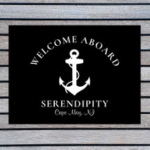 Boot Nautical Anchor Schwarz Custom Willkommen an 