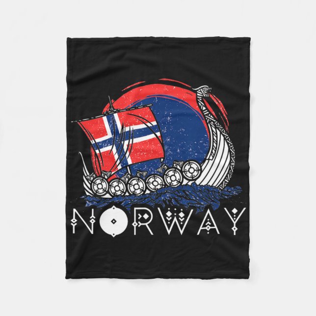 Boot Norwegische Flagge Norwegen Wikinger-Schiff S Fleecedecke (Vorderseite)