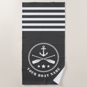 Boot oder Name Nautical Anchor & Oars Paddles Grau Strandtuch