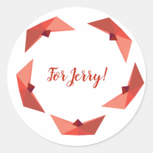 Boot, Papierhut, Individuelle Name-Aufkleber Runder Aufkleber