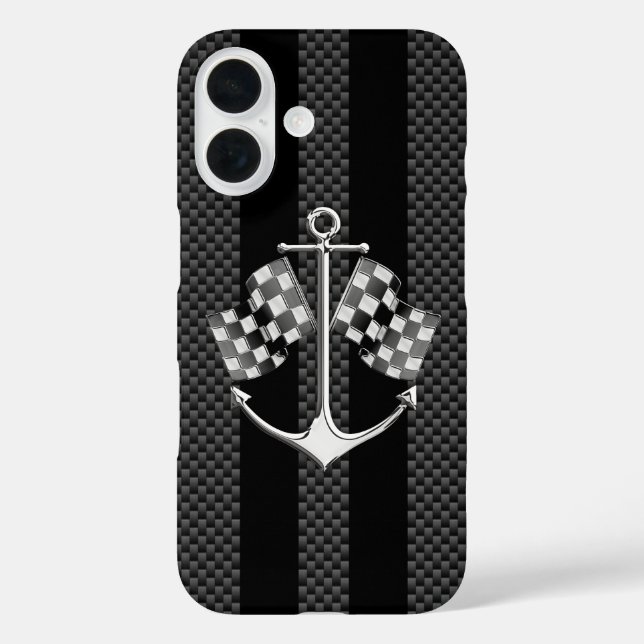 Boot-Racing im Carbon-Stil iPhone 16 Hülle (Rückseite)