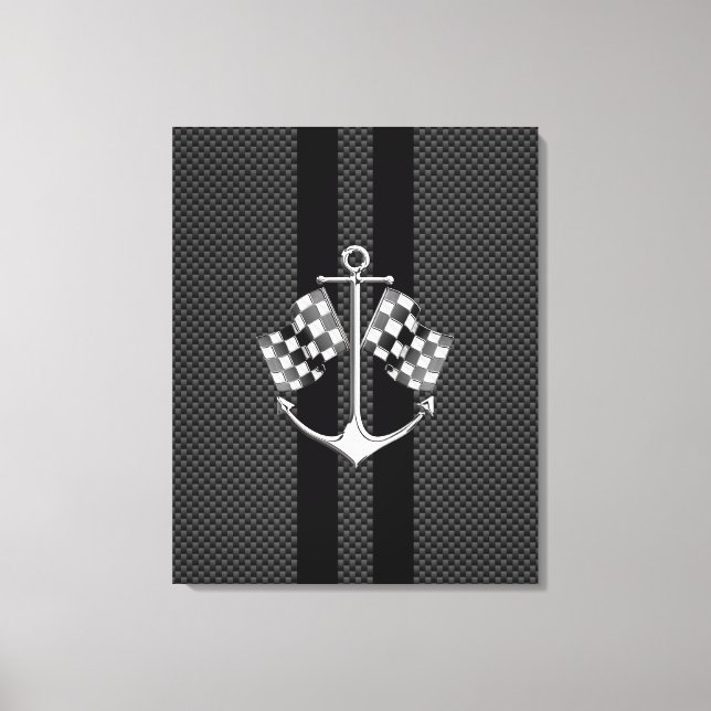 Boot-Racing-Nautik im Carbon Fibre-Stil Leinwanddruck (Vorderseite)