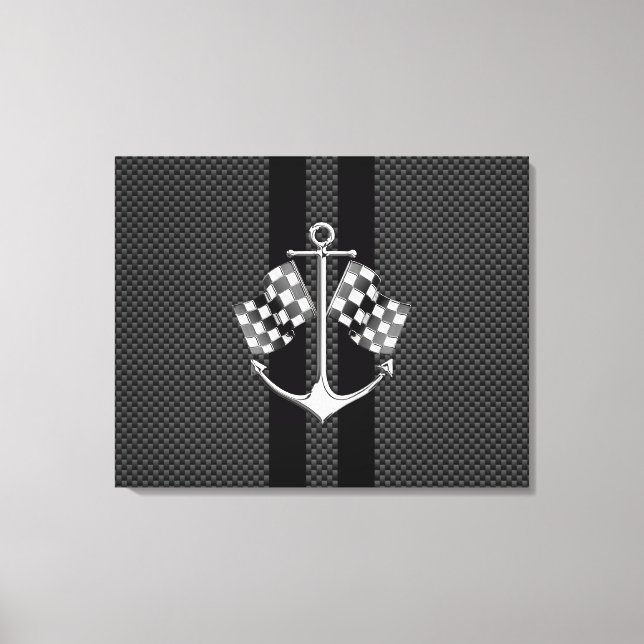 Boot-Racing-Nautik im Carbon Fibre-Stil Leinwanddruck (Vorderseite)