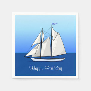 Boot Sailboat Birthday Nautical Sailing Party Blau Serviette