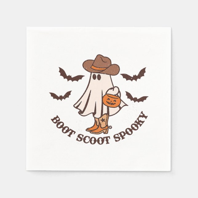 Boot Scoot Spooky Cowboy Ghost Groovy Retro Hallow Serviette (Vorderseite)