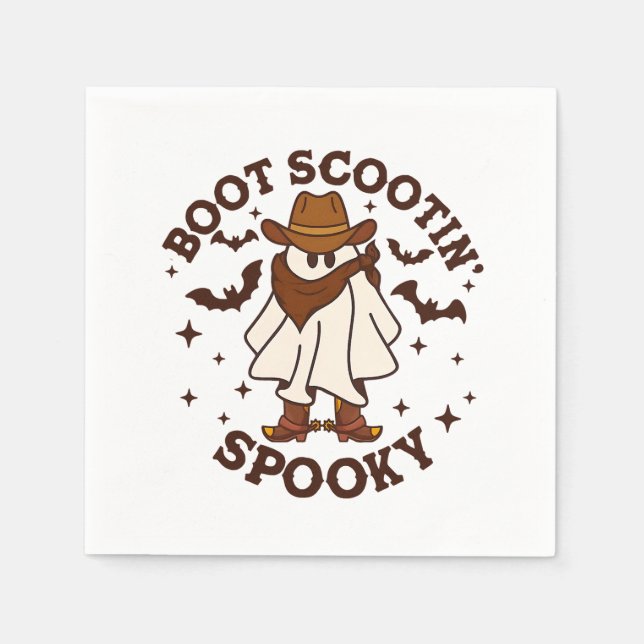 Boot Scoot Spooky Cowboy Ghost Groovy Retro Hallow Serviette (Vorderseite)