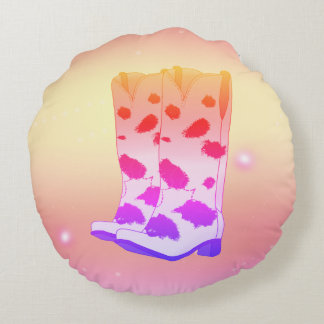 Boot Scoot Throw Pillow (Pink) Rundes Kissen