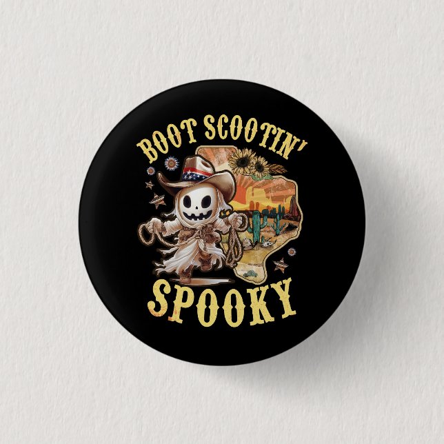 Boot Scootin Spooky Western Country Cowboy Ghost H Button (Vorderseite)
