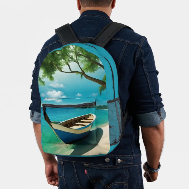 Boot Tropical Sandy Beach Blue Sea Sky Rucksack (Insitu (Modell))