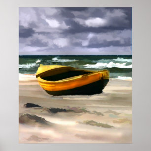 Boot vor dem Ozeansturm Poster
