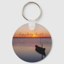 Boot während Sonnenuntergang Schlüsselanhänger