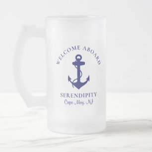 Bootanchor Navy Personalisiert Mattglas Bierglas