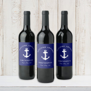 Bootanchor Navy Personalisiert Weinetikett