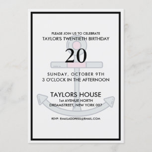 Bootanchor Trendy Custom Birthday Party Einladung