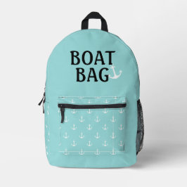 Bootbeutel Aqua and White mit Anker Bedruckter Rucksack