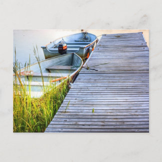 Boote am Dock Postkarte