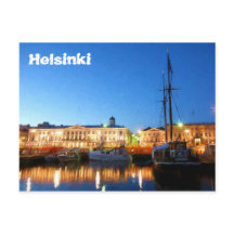 Boote am Helsinki Market Square im Abend