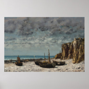 Boote an einem Strand, Étretat – Gustave Courbet Poster