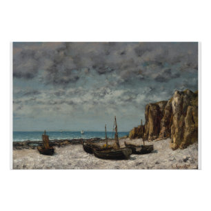 Boote an einem Strand, Étretat – Gustave Courbet Poster