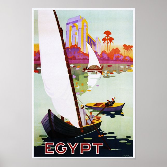 Boote auf dem Nil Egypt Vintage Travel Poster (Vorne)