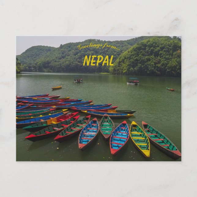Boote auf dem Phewa Lake Pokhara Nepal Postkarte (Vorderseite)