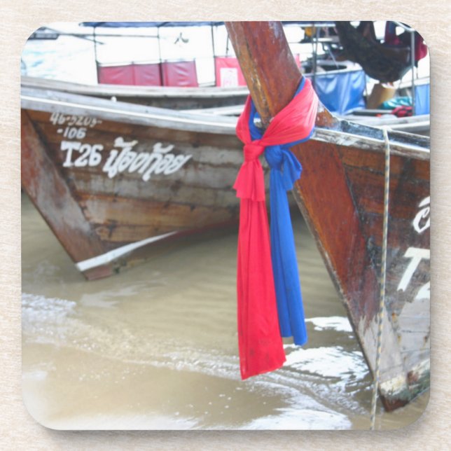 Boote auf den Phi-Phi-Inseln des Strand-|, Untersetzer (Vorderseite)