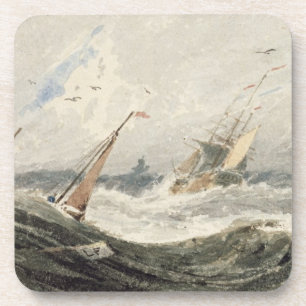 Boote auf einem stürmischen Meer (w/c über Graph Untersetzer