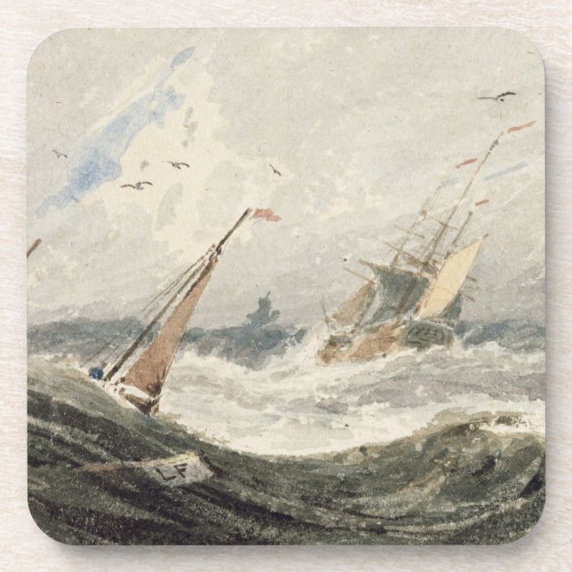 Boote auf einem stürmischen Meer (w/c über Graphit Untersetzer (Vorderseite)