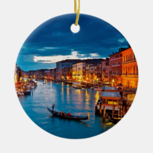 Boote auf Kanal-Wasser buntes Venedig Italien Keramik Ornament