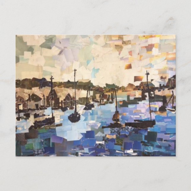 Boote auf Lake Erie Paper Collage Postcard Postkarte (Vorderseite)