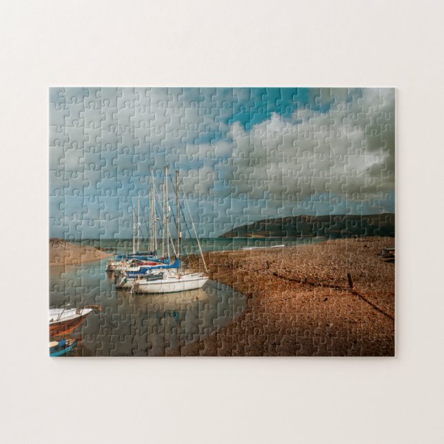 Boote bei Porlock Weir Fotografie (Horizontal)