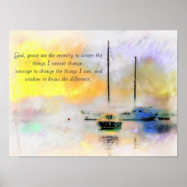 Boote bei Sonnenuntergang ruhig Gebet Poster