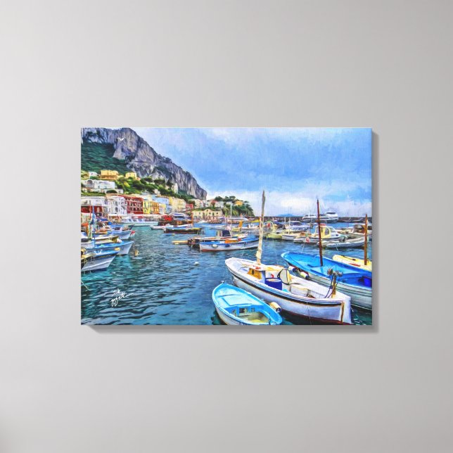 Boote des italienischen Fotos Capri Art Leinwanddruck (Vorderseite)