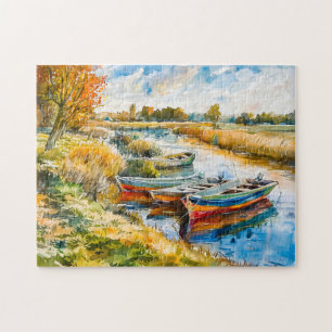 Boote, die am Fluss Havelland liegen