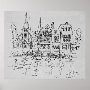 Boote im Hafen von Honfleur   Normandie, Frankreic Poster