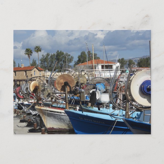 Boote im Hafen von Paphos Postkarte (Vorderseite)