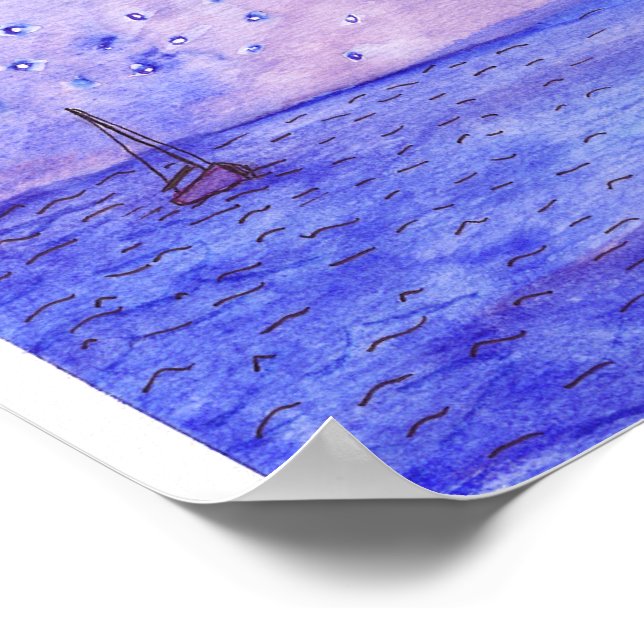 Boote in der Nacht Poster (Ecke)